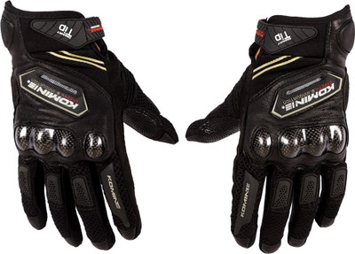 

Autofy Komine Pre Curved Armour Anti Slip Full Finger Leather Biking Riding Gloves (, Black