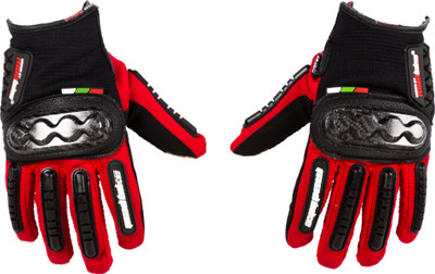 

Autofy Pre Curved Armour Anti Slip Full Finger Waterproof All Purpose Biking Riding Gloves (, Red, Black;red