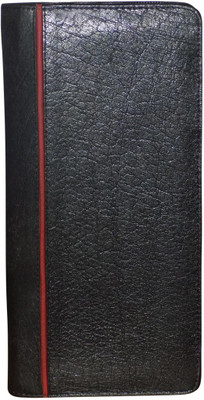 

Kan Genuine Leather Travel Document Holder/Cheque Book Pouch for Unisex(Black, Red)