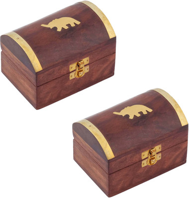 

Craft Art India Combo Offer -Home Decor Wooden Decorative Jewellery Storage Box - 2 Pcs Jewellery Vanity Box(Brown)