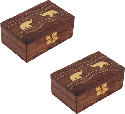 

Craft Art India Combo Offer -Home Decor Wooden Decorative Jewellery Storage Box - 2 Pcs Jewellery Vanity Box(Brown)