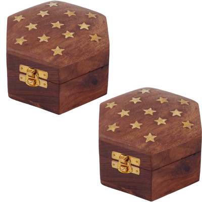 

Craft Art India Combo Offer -Home Decor Wooden Decorative Jewellery Storage Box - 2 Pcs Jewellery Vanity Box(Brown)