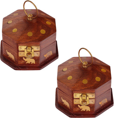 

Craft Art India Combo Offer -Home Decor Wooden Decorative Jewellery Storage Box - 2 Pcs Jewellery Vanity Box(Brown)