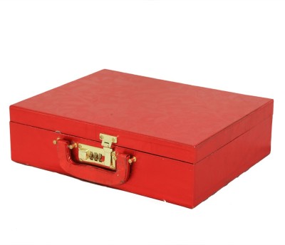 

Kuber Industries "Kuber Industries Three Roll Bangle Box With Lock in Hard Board With Inside Mirror (Red)-KI3232 " Make up Vanity Box(Red)