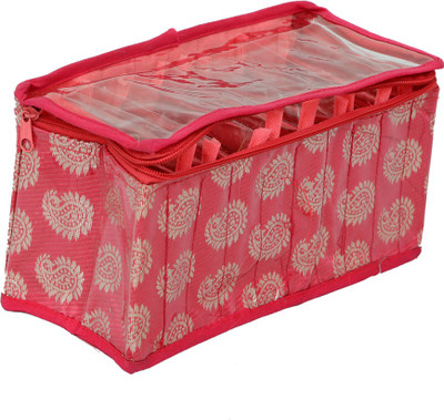 

Kuber Industries "Kuber Industries Brocade Jewellery Kit With 10 Transparent Pouches (Pink)-KI3214 " Make up Vanity Box(Pink)