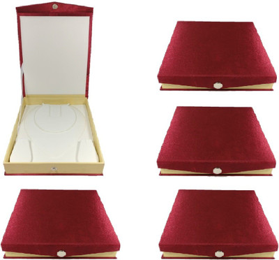 

Addyz Pack of 5 Pcs Necklace Earring bangle bracelet set half set Makeup Vanity Box(Maroon)