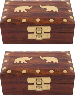

Craft Art India Combo Offer -Home Decor Wooden Decorative Jewelry / Jewellery Storage Box - 2 Pcs Jewellery Vanity Box(Brown)