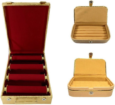 

Addyz 4 Bangle Rods With Ring, Earring Box Makeup Vanity Box(Gold)