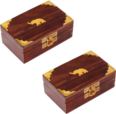 

Craft Art India Combo Offer -Home Decor Wooden Decorative Jewellery Storage Box - 2 Pcs Jewellery Vanity Box(Brown)