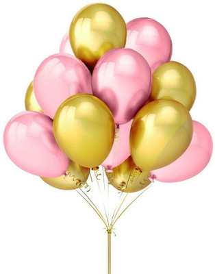

PartyballoonsHK Solid Metallic Pink & gold Balloon(Pink, Gold, Pack of 100)