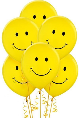 PartyballoonsHK Printed Yellow Smiley (Pack of 50) Balloon(Yellow, Black, Pack of 50)