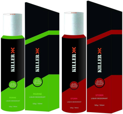 

Killer Marine and Strom Deodorant Body Spray - For Men & Women(300 ml, Pack of 2)