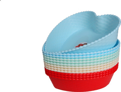 

CSM Set of 12 Multipurpose Heart Shape Baskets Plastic Fruit & Vegetable Basket(Multicolor)