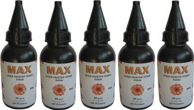 

Max Deluxe Laser Powder Pack of 5 Each 80gms For HP Laserjet 36A Single Color Ink Toner(Black)