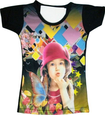

Bisbasta Girls Printed Cotton T Shirt(Multicolor, Pack of 1