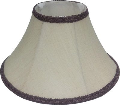 

RDC 10" Round Slanting Cream-khadi with Brown Lace Border - B22 Holder Ring Size Table Lamps Lamp Shade(Cotton)