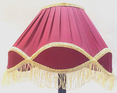 

RDC 12" Round Maroon with Golden Border with Frills - B22 Holder Ring Size Table Lamps Lamp Shade(Cotton)