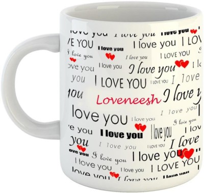 EMERALD Love You White Ceramic I Love You Loveneesh Ceramic Coffee Mug(350 ml)