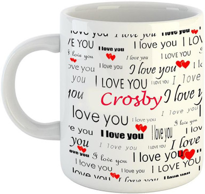 EMERALD Love You White Ceramic I Love You Crosby Ceramic Coffee Mug(350 ml)