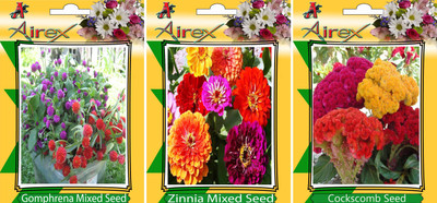 Airex Gomphrena Mixed, Zinnia Mixed, and Cockscomb Seed(20 per packet)