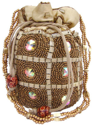 

The Living Craft The Living Craft Beaded Satin Women's Potli with Multi Color Stones Potli(Multicolor)