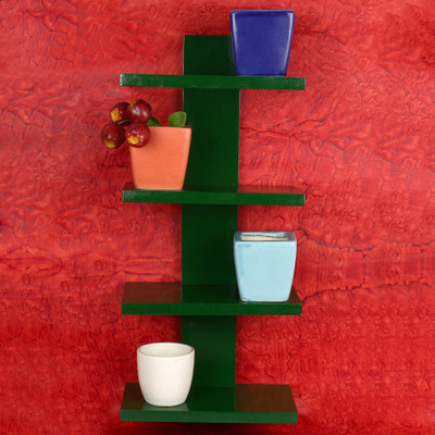 

OSE MDF WOOD WALL MOUNTED T DESIGNER WALL RACK Wooden Wall Shelf(Number of Shelves - 4, Green)