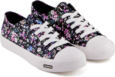 

DeVEE Mediterranean Flower Print Black Sneakers For Women(Multicolor