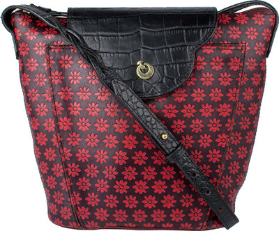 

Holii Women Casual Red, Black Genuine Leather Sling Bag, Black;red