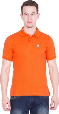 

DS WORLD Solid Men's Polo Neck Orange T-Shirt