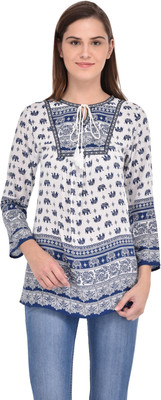 Svt Ada Collections Casual Full Sleeve Printed Women White Top Svt Ada Collections Women's Tops