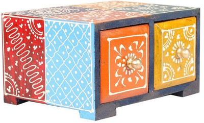 

Apkamart Handicraft Wooden Jewelry Box - Multi Utility Box for Table Decoration and Gifts Makeup and jewellery Vanity Box(Multicolor)