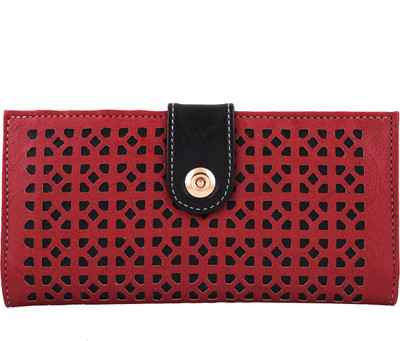 

Fristo Women Casual Maroon Artificial Leather Wallet(12 Card Slots), Maroon and black