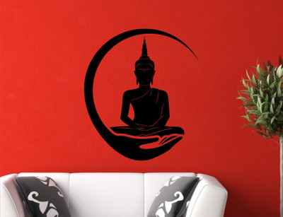 Heaven Decors 59.67 cm Lord Buddha,Gautam Buddha Black Wall Decal And Sticker Size(59*67)cm Self Adhesive Sticker(Pack of 1)