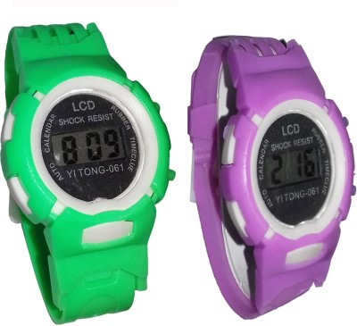 Fashion Gateway Kids Digital watch Green and Purple, pack of 2 Green::Purple Digital Watch  - For Boys & Girls   Watches  (Fashion Gateway)