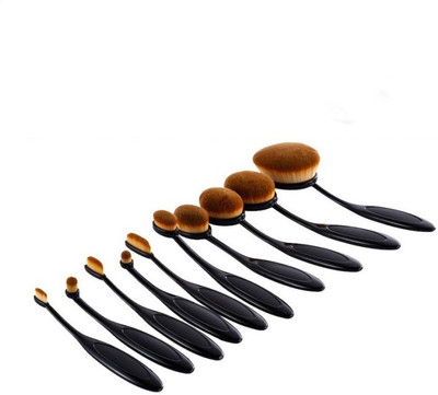 

VibeX ® Beauty Toothbrush Shape Oval Makeup Brush Foundation Powder Eyebrow Make up Brushes(Pack of 10)