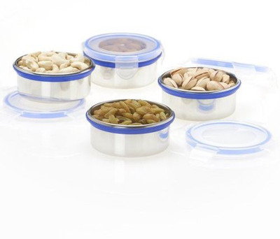 

Nonu Containers - 350 ml Steel Grocery Container(Pack of 4, Multicolor)