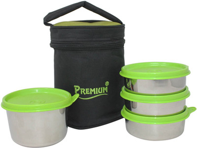 

Premium Lunch Pack with 4 Container - Stainless Steel Cookware Set(Stainless Steel, 2 - Piece), Silver