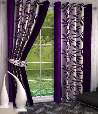 

Panipat Textile Hub 152 cm (5 ft) Polyester Window Curtain (Pack Of 2)(Floral, Purple)