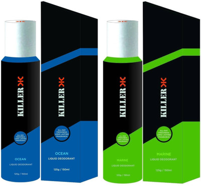 

Killer Ocean And Marine Deodorant Body Spray - For Men & Women(300 ml, Pack of 2)