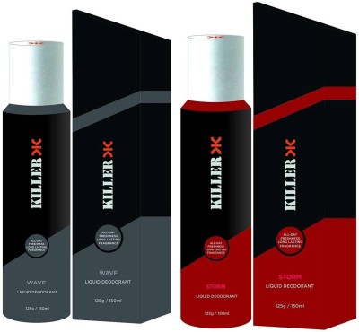 KILLER Wave and Strom Deodorant Deodorant Spray  -  For Men & Women(300 ml, Pack of 2)