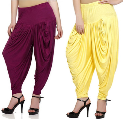 

TRUEWAY Solid Cotton Viscose Blend Girls Harem Pants, Multicolor
