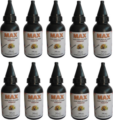 

Max Professional Extra Dark Laser Powder Pack of 10 Each 100ML Bottle For Samsung Printers Refill Single Color Ink Toner(Black)
