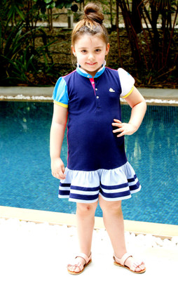 

Cherry Crumble California Girls Midi/Knee Length Casual Dress(Blue, Half Sleeve