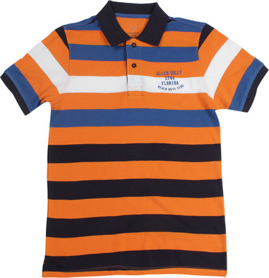 

Allen Solly Junior Boys Striped Cotton T Shirt(Orange, Pack of 1