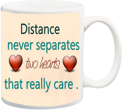 

ME&YOU Gift for Husband/Wife/Boyfriend/Girlfriend/lover;Distance never Separates Two Hearts That Really Care Special HD Printed Ceramic Mug(325 ml), Multicolor