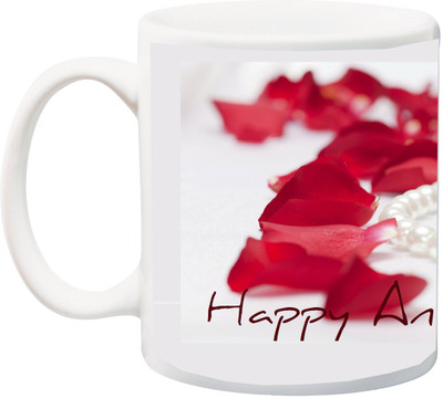 

ME&YOU Gift for Husband/Wife/Mom/Dad/Couples/Lover;happy anniversary Red Rose printed Ceramic Mug(325 ml), Multicolor
