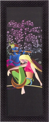 eCraftIndia Abstract Colorful Woman Pose Canvas 16 inch x 7 inch Painting(With Frame)