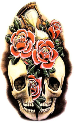 Savii Open Skull Temporary Tattoo(Skull Flower Design)