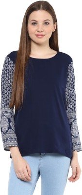 MAYRA Party Full Sleeve Solid Women Blue Top