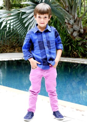 Cherry Crumble by Nitt Hyman Slim Fit Baby Boys Purple Trousers